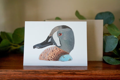 Blue Winged Teal Duck Head - Game Bird Greeting Card