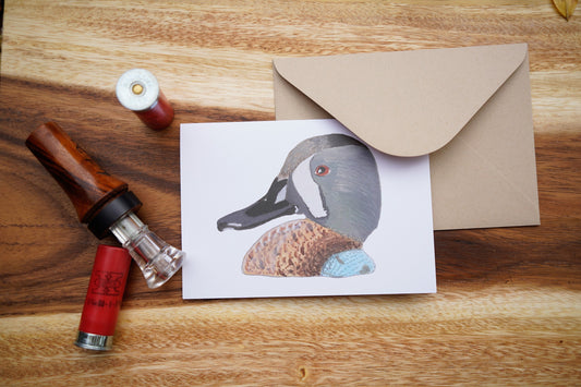 Blue Winged Teal Duck Head - Game Bird Greeting Card