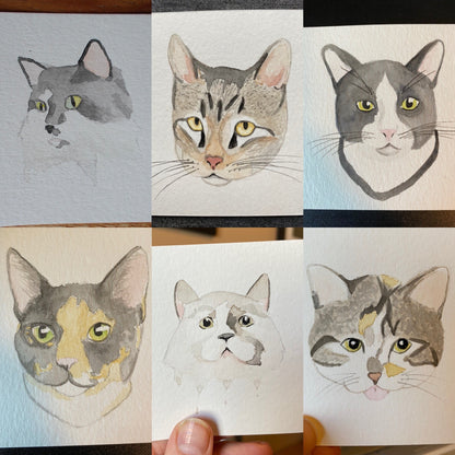 Custom Watercolor Pet Portrait Square Mini 3.5x3.5" | Unique Painting Art of your Dog Cat Rabbit Horse Reptile Hedgehog and more