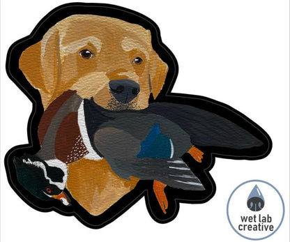 Labrador Retriever Dog Wood Duck Hunting Lab 4" Die Cut Vinyl Sticker Decal: Durable Matte-Finish