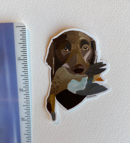 Chocolate Labrador Retrieving Blue Winged Teal Duck 3" Die Cut Vinyl Sticker Decal: Durable Matte-Finish