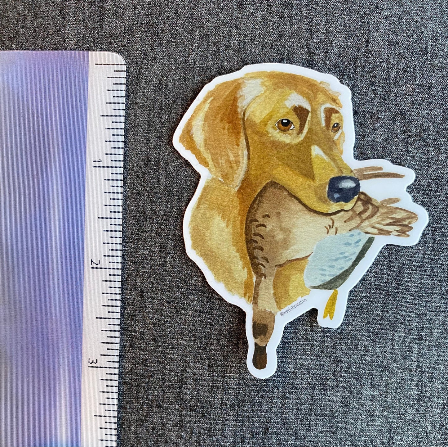 Golden Retriever Dog with Blue Winged Teal 3" Die Cut Vinyl Sticker Decal: Durable Matte-Finis