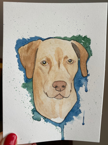 Color Splash Custom Watercolor Pet Portrait 5x7"