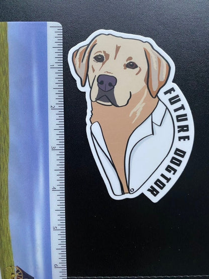 Future Dogtor Vet Veterinarian Labrador Retriever 4" Die Cut Vinyl Sticker Decal: Durable Matte-Finish Active