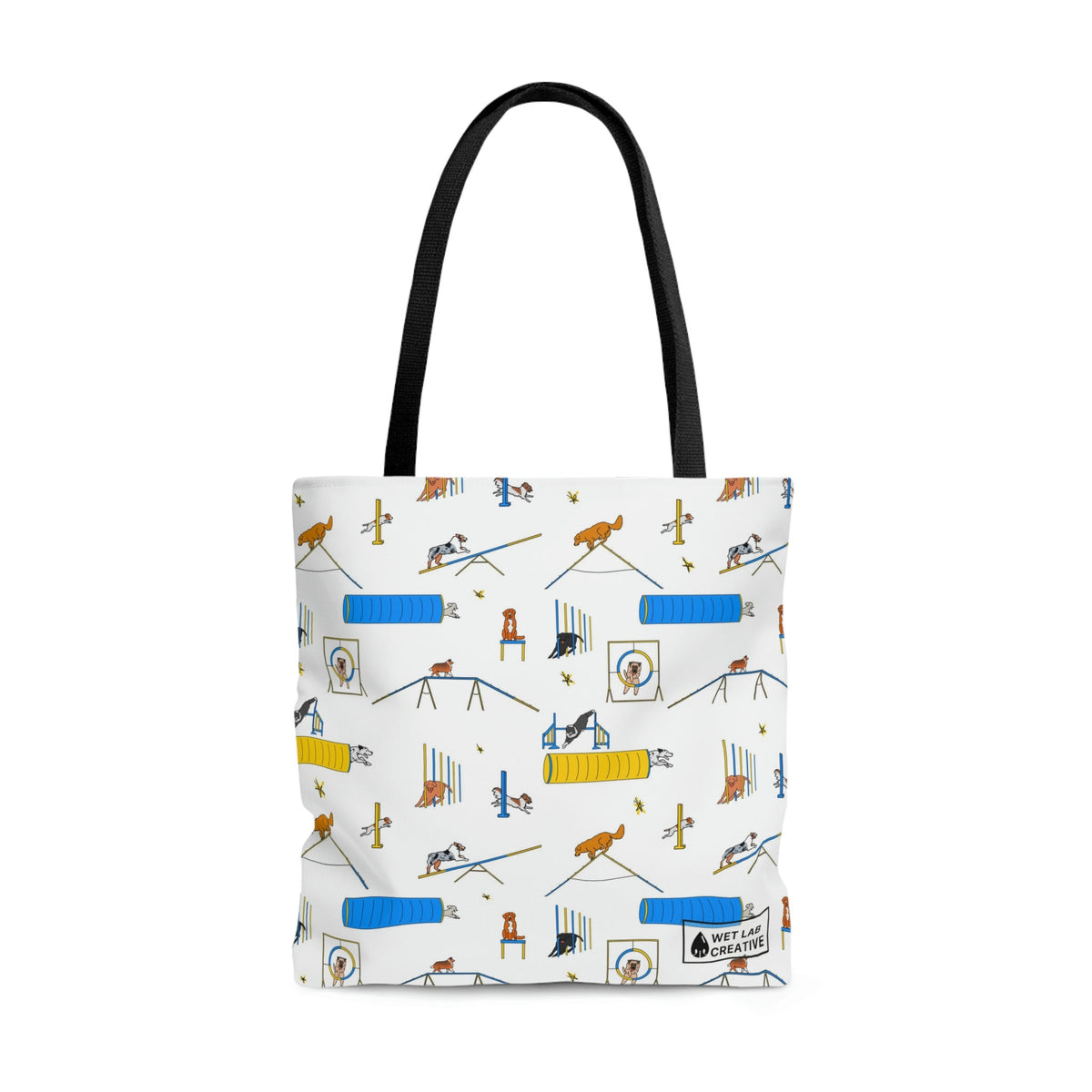Agility Dog Pattern Tote Bag in Teal Pink Black White Charcoal