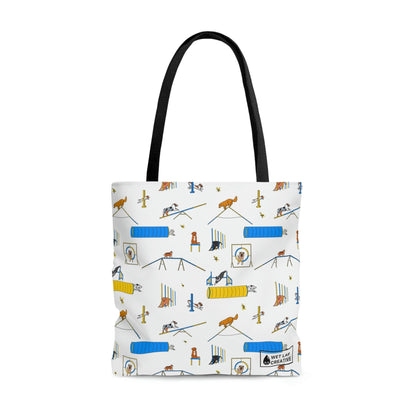 Agility Dog Pattern Tote Bag in Teal Pink Black White Charcoal