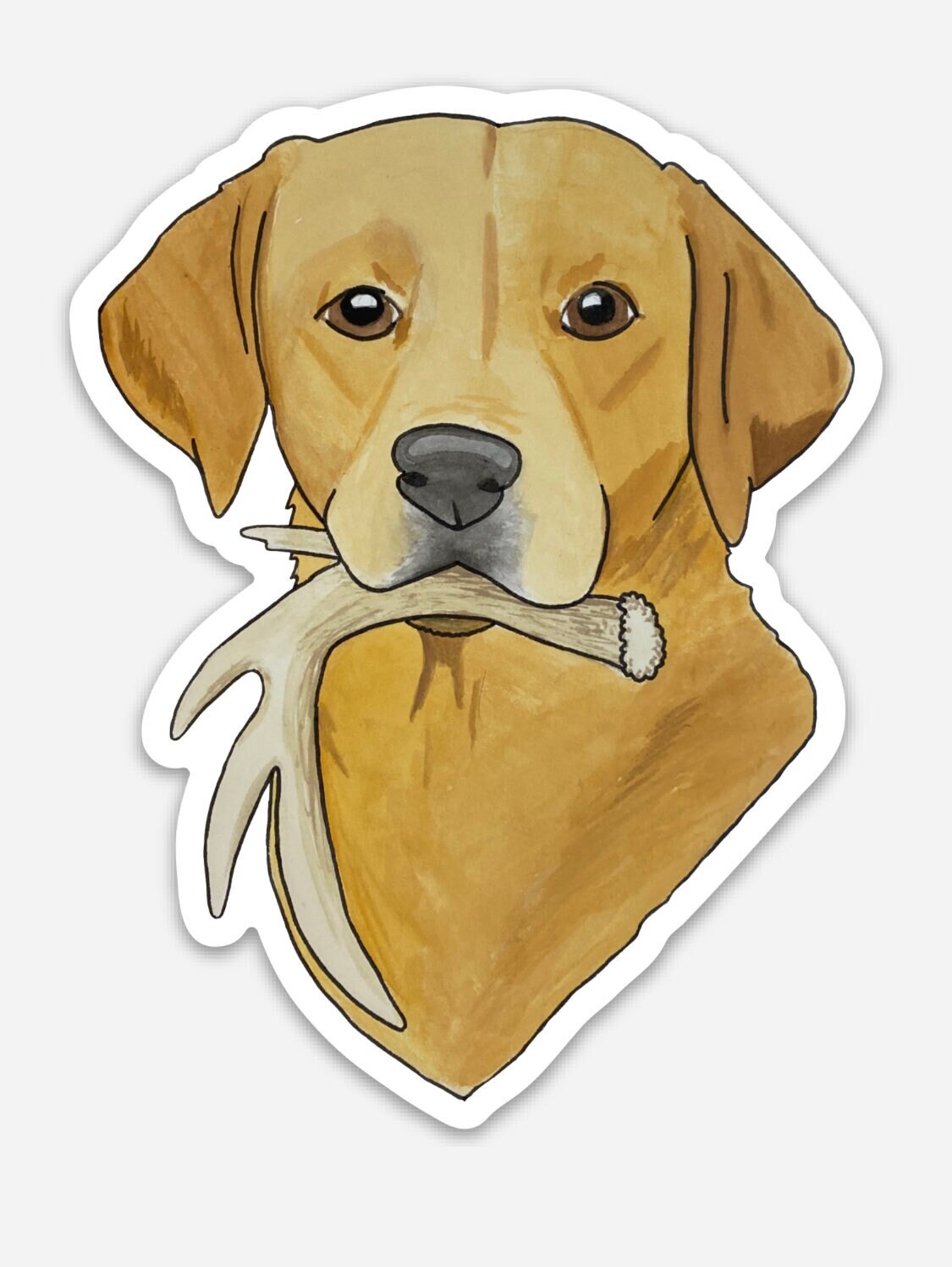 Red Yellow Labrador Retriever Antler Shed Hunting 3" Die Cut Vinyl Sticker Decal: Durable Matte-Finish