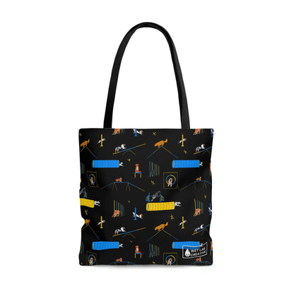 Agility Dog Pattern Tote Bag in Teal Pink Black White Charcoal