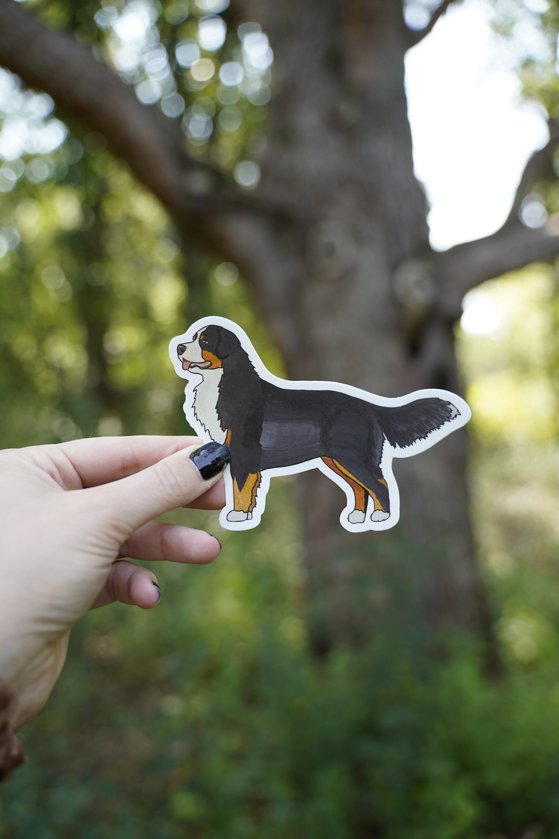 Bernese Mountain Dog Berner Standing Stacked 5" Die Cut Vinyl Sticker Decal: Durable Matte-Finish