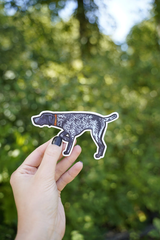 Black Roan German Shorthaired Pointer Dog Pointing Male or Female 5" Die Cut Vinyl Sticker Decal: Durable Matte-Finish