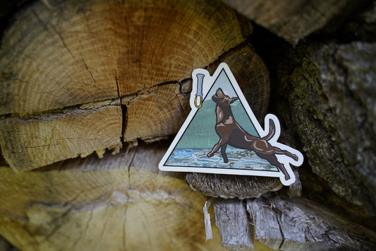 Chocolate Labrador Retriever Dock Diving Dog 4" Die Cut Vinyl Sticker Decal: Durable Matte-Finish