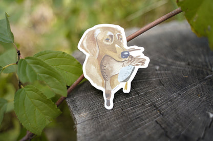 Golden Retriever Dog with Blue Winged Teal 3" Die Cut Vinyl Sticker Decal: Durable Matte-Finis